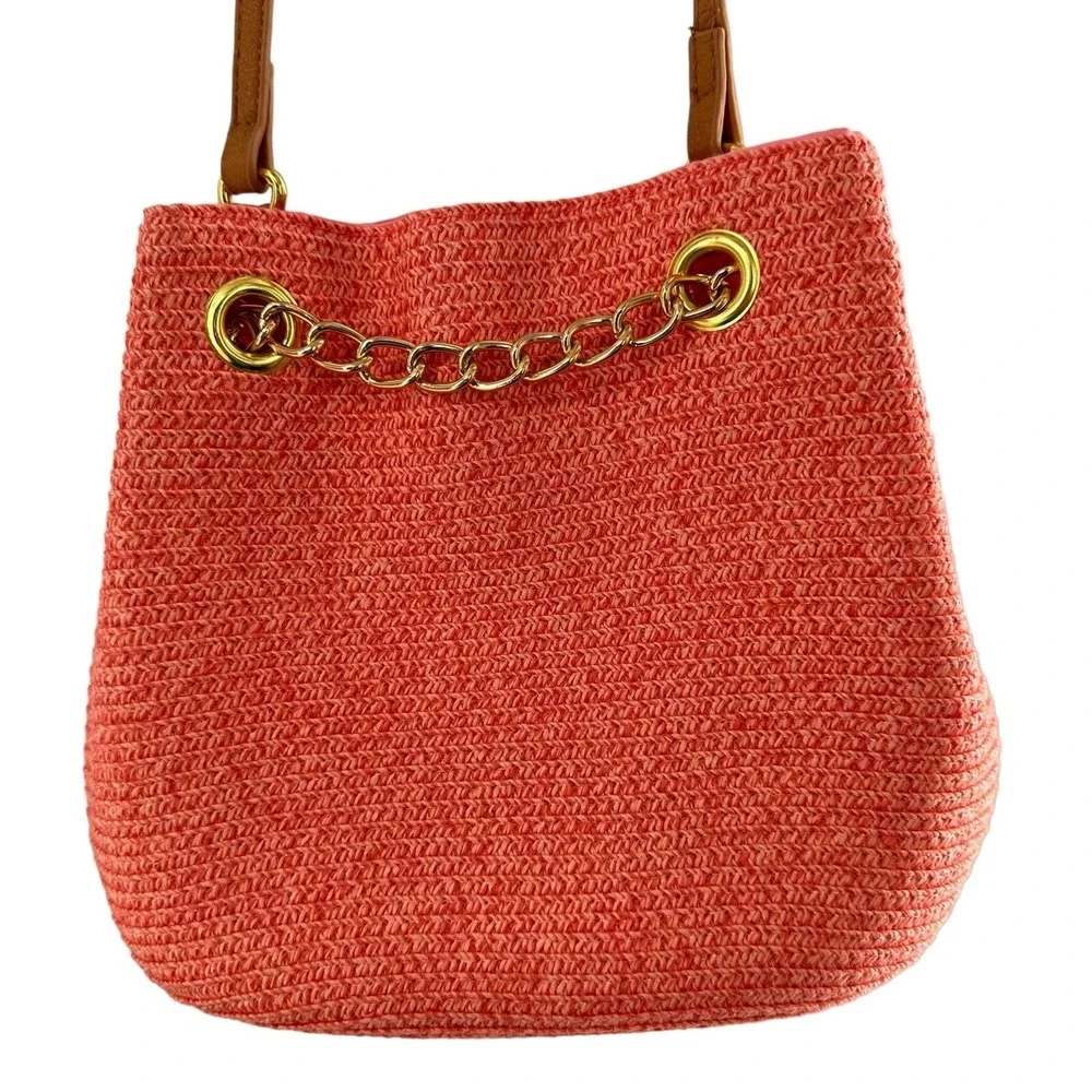 Magid paper straw bag Purse Shoulder Hobo‎ MCM Beach Coastal Nautical Boho